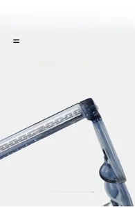 Macro detail of blue translucent TR90 frame featuring metal chain reinforced hinge