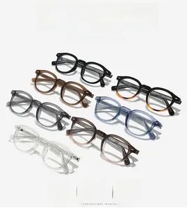 Detailed grid of vintage round TR90 eyeglasses frames in seven various stylish colors
