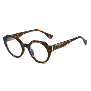 Retro tortoise shell round sunglasses with blue light lenses and stylish wide temples