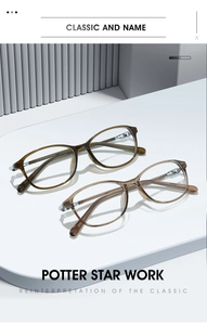Retro round tortoise and transparent tea eyewear frames displayed on a minimalist stand