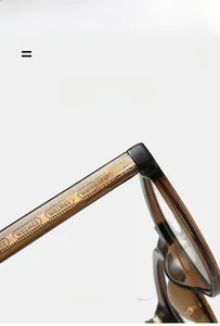Detailed close-up of brown translucent TR90 eyeglass arm with inner texture design