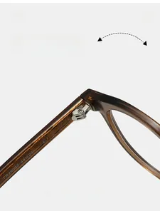 Macro detail of durable metal hinges and TR90 frame with size parameters shown