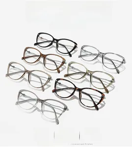 Detailed grid of cat-eye glasses frames in multiple colors with stylish alloy temple tips