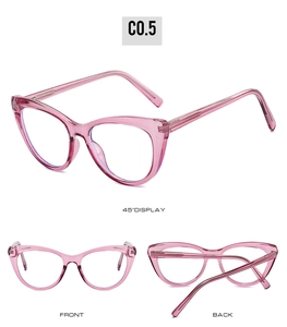 Detaillierte Mehrfachansicht der transparenten rosa Cat-Eye-Brille mit Federscharnier