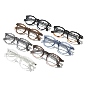 Set of 7 retro round TR90 blue light blocking glasses in various gradient colors