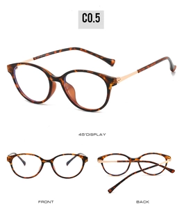 Three perspectives of tortoiseshell round blue light blocking glasses with rose gold temples