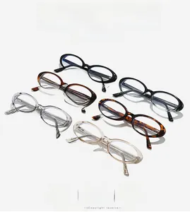 Detailed grid of cat-eye eyeglasses in assorted tortoise and transparent colors