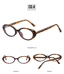 Detail view of tortoiseshell cat-eye frames with anti-blue light lenses in C0.4 finish