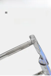 Detail of transparent cat-eye frame showing internal metal core and elastic spring hinges