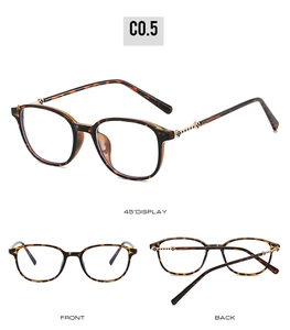 Detailed views of tortoise shell round glasses with metallic hollow hinge decor