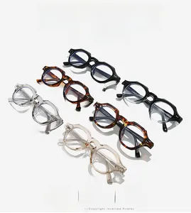 Collection de lunettes rondes épaisses en acétate en noir, écaille et tons clairs