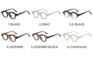Détail de lunettes géométriques anti-lumière bleue en six couleurs vintage tendance