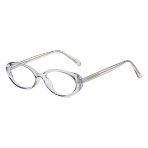 Modern grey transparent oval glasses with vintage frames and textured spring hinges