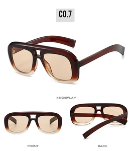 Detailed multi-angle views of oversized gradient brown sunglasses with double bridge
