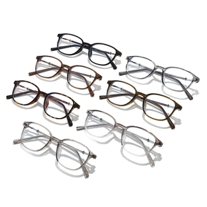 Fashionable acetate eyeglasses in multiple colors with sleek stainless steel temples