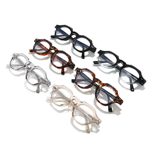 Six lunettes rondes rétro en acétate épais avec verres anti-lumière bleue en grille