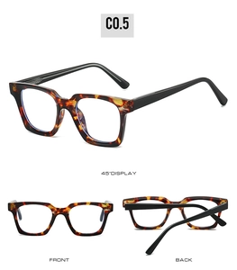 Three-angle view of vintage tortoiseshell square frame glasses showing front and side details
