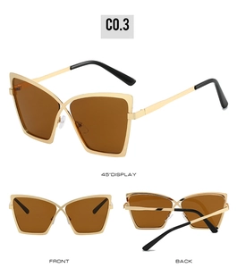 Vues multiples de lunettes de soleil oversize à monture en métal doré et verres marron