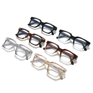 Classic large square frame glasses in six colors including black, tortoiseshell and clear