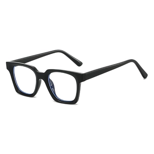 Classic black oversized square glasses frames with anti-blue light lenses and retro style