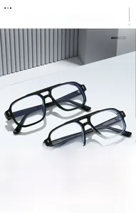 Classic aviator anti-blue light glasses with gradient TR90 frames on a minimalist stand