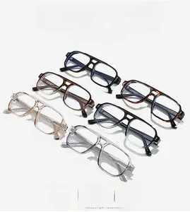 Close-up of stylish TR90 aviator glasses frames in multiple retro colors and finishes