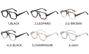 Detailed view of six color variations for retro aviator anti-blue light TR90 frames