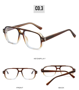 Three perspectives of retro aviator TR90 frames with tortoiseshell to clear gradient detail