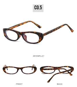 Three-view display of tortoise shell oval glasses showing front, back, and side angles