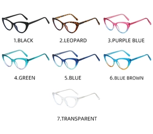 Collection de lunettes œil-de-chat en sept couleurs dont léopard et bleu violet