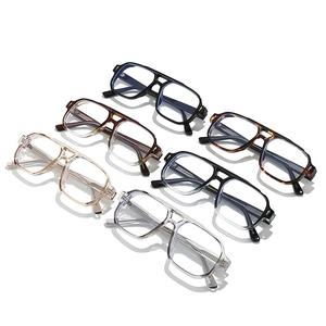 Set of retro pilot blue light blocking glasses in six assorted frame colors with TR90 arms