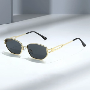 Lunettes De Soleil Polygonales Rétro Monture Métal Protection UV400 Lunettes Mode Pour Hommes Femmes Extérieur Trendy