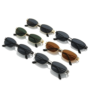 Lunettes de soleil rétro hexagonales en métal avec montures en alliage et verres foncés