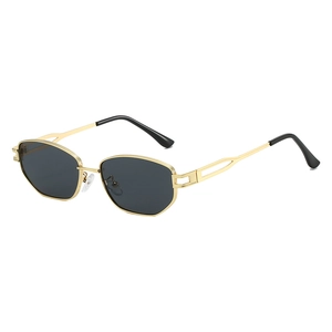 Lunettes de soleil géométriques en métal avec verres foncés et style vintage chic