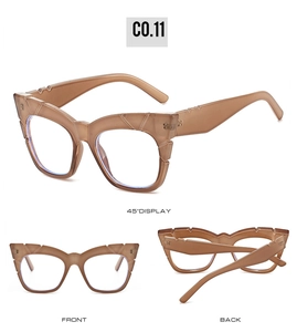 Detailed views of amber square sunglasses with thick textured temples and UV protection