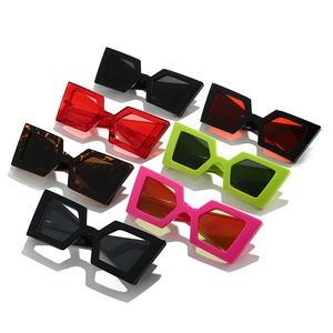Oversized geometric sunglasses set in six vibrant colors with thick stylish frames