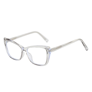 Fashion cat eye blue light blocking glasses with clear frames and metal wire core temples