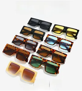 Multiple stylish oversized square sunglasses in black, tortoiseshell, and beige colors