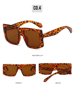 Three-angle view of oversized square tortoiseshell sunglasses with brown lenses
