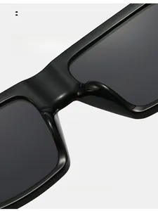 Macro shot of comfortable integrated nose pads on black square frame sunglasses