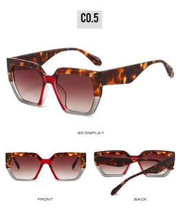Detailed multi-angle views of large tortoise shell sunglasses with gradient brown lenses