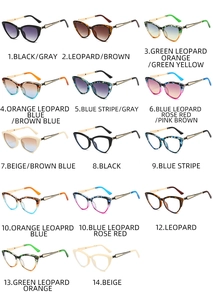 Collection of cat-eye glasses with gradient lenses and metal decorative temples