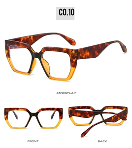 Three-view display of retro tortoiseshell square glasses frame with thick texture