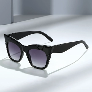 Geometric Cat Eye Sunglasses UV400 Protection Fashion Thick Frame Gradient Lenses Vintage Trendy Eyewear For Men Women