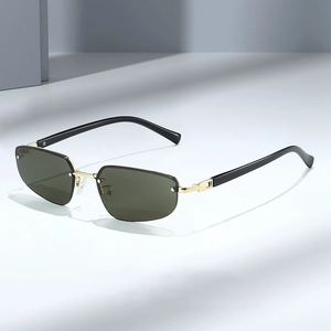 Randlose Eckige Sonnenbrille Metallsteg UV400 Schutz Outdoor Radfahren Retro Y2K Mode Brillen Unisex