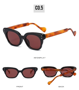 Trois angles de lunettes de soleil œil-de-chat rétro avec branches en écaille et protection UV