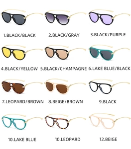 Grid display of pilot sunglasses in various color combinations and metal temples
