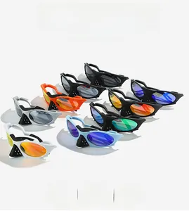 Detailed grid of polarized sports sunglasses showing multiple frame colors and mirror lenses