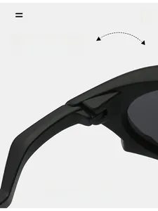 Close-up of durable matte black hinge on polarized outdoor sports cycling sunglasses