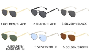 Collection de lunettes aviateur en six couleurs avec montures en métal doré et noir